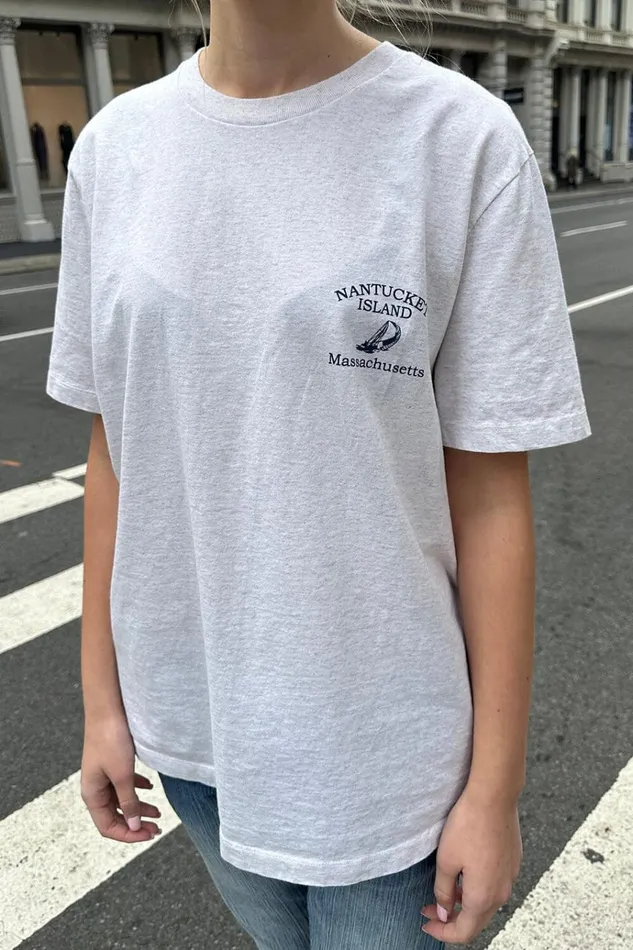 Penelope Nantucket Island Top Light Heather Grey Women Brandy Melville Tops