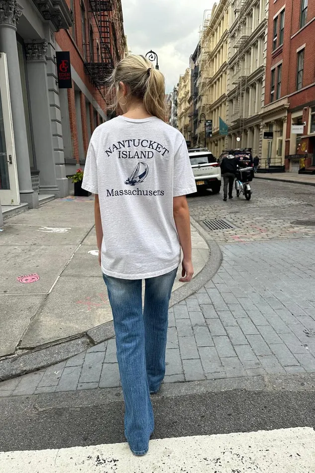 Penelope Nantucket Island Top Light Heather Grey Women Brandy Melville Tops