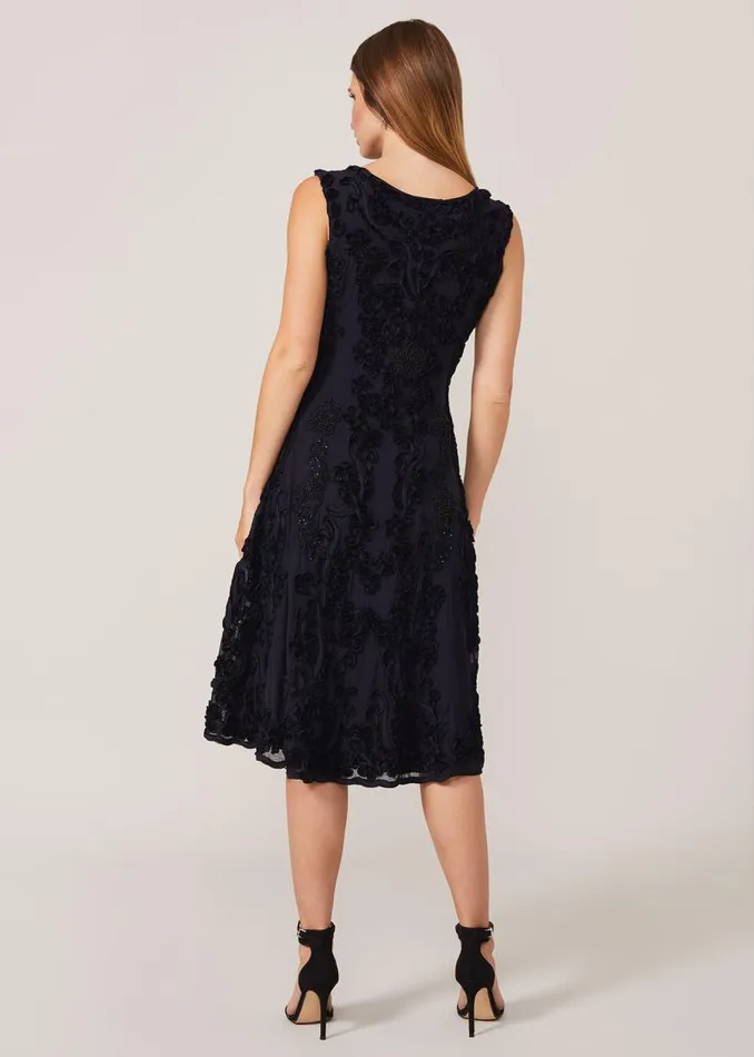 Penelope Tapework Lace Fit And Flare Dress Navy Women Phase Eight Dresses