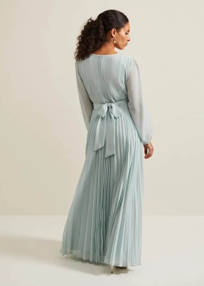 Petite Alecia Pleated Maxi Dress Pale Blue Women Phase Eight Dresses
