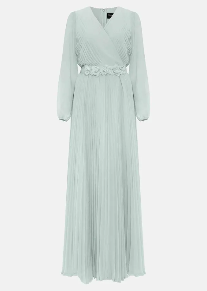 Petite Alecia Pleated Maxi Dress Pale Blue Women Phase Eight Dresses
