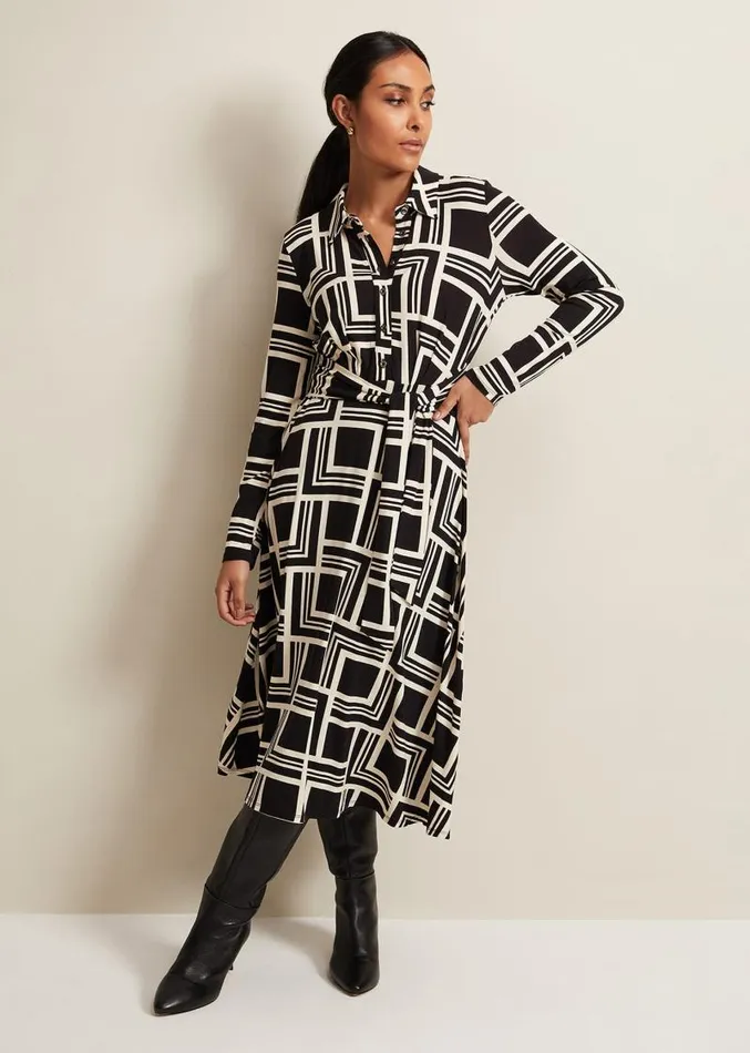 Petite April Midi Dress Blackmulti Women Phase Eight Dresses