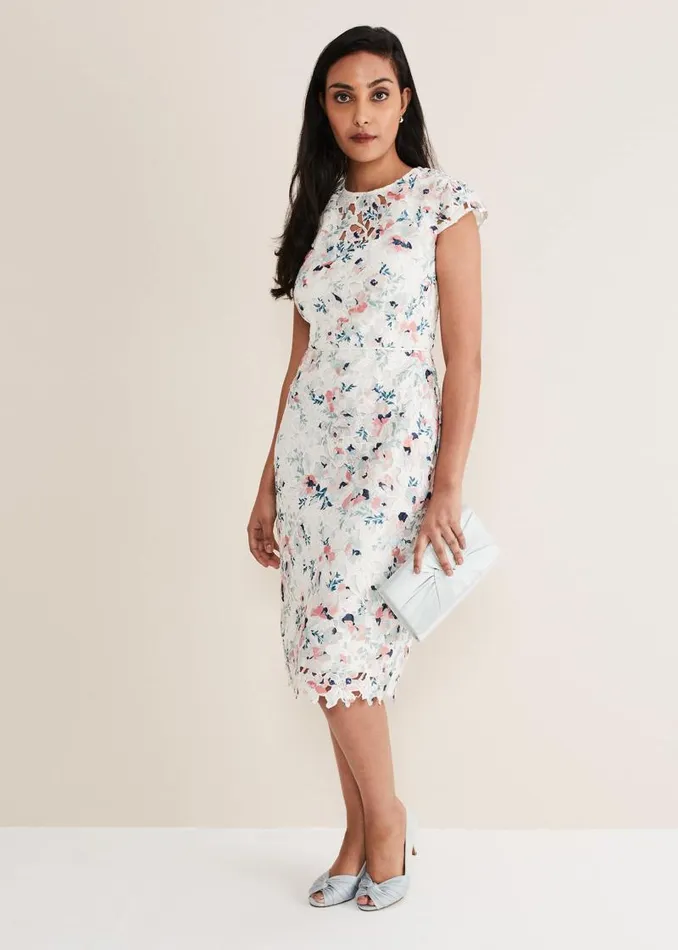 Petite Franky Floral Lace Dress Ivorymulti Women Phase Eight Dresses