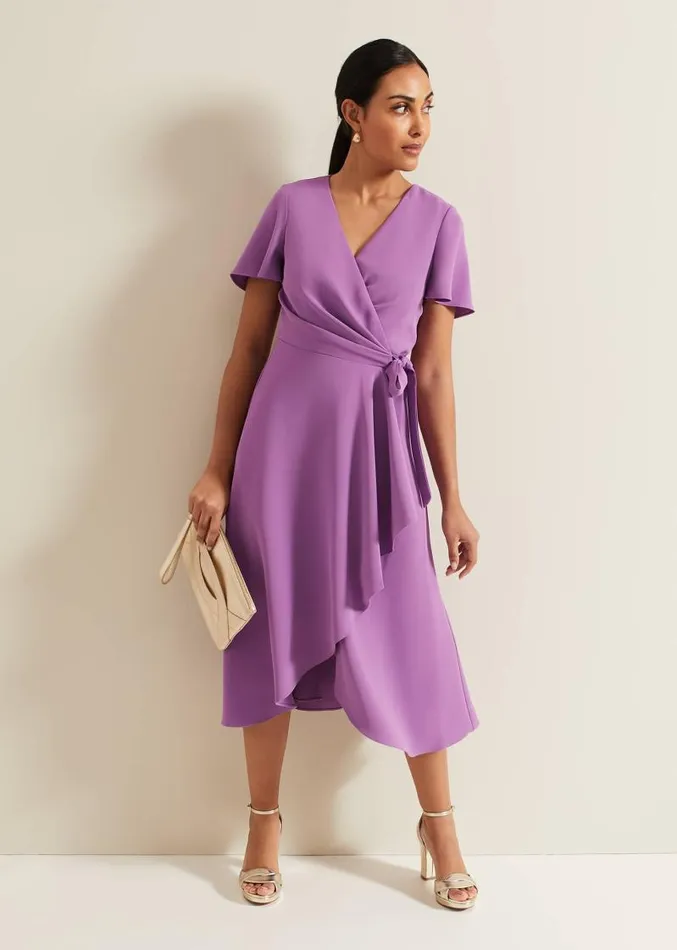Petite Julissa Frill Wrap Dress Purple Women Phase Eight Dresses