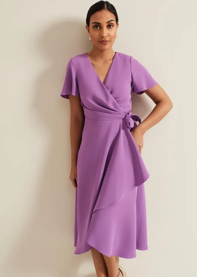 Petite Julissa Frill Wrap Dress Purple Women Phase Eight Dresses