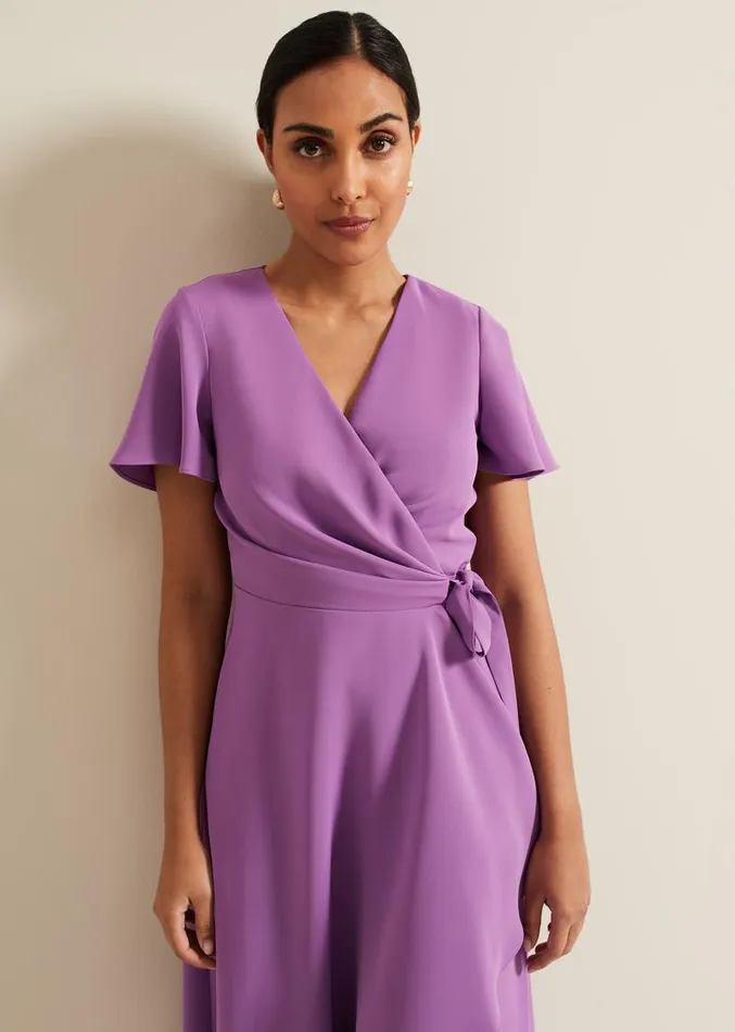 Petite Julissa Frill Wrap Dress Purple Women Phase Eight Dresses