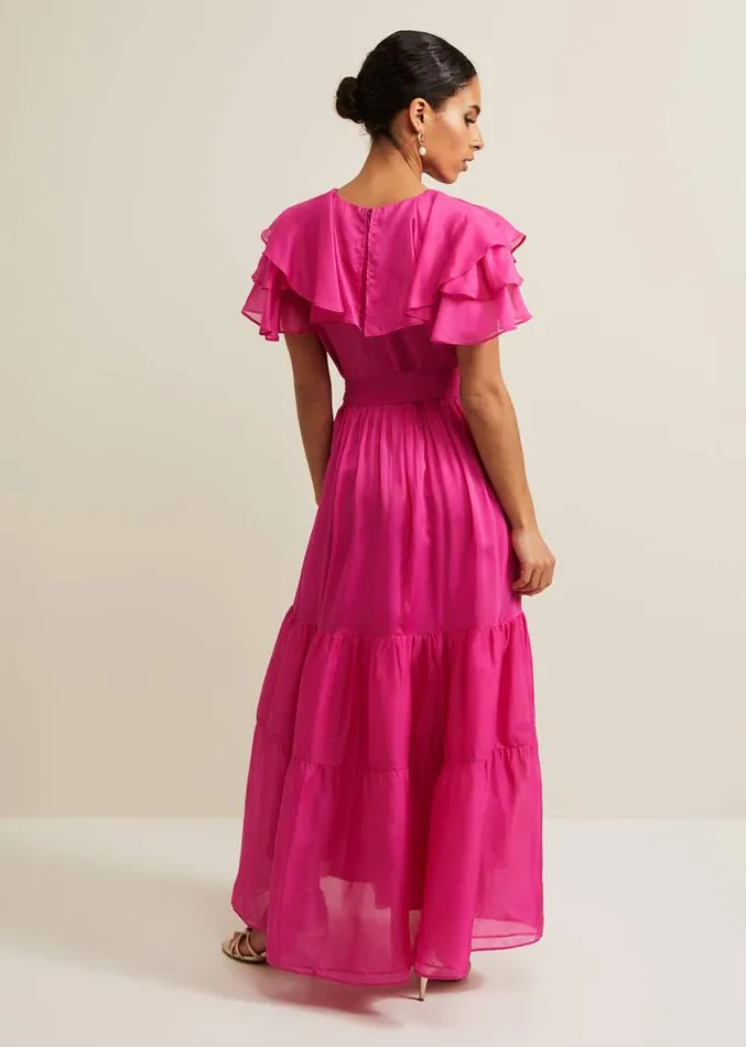 Petite Mabelle Organza Maxi Dress Fuchsia Women Phase Eight Dresses