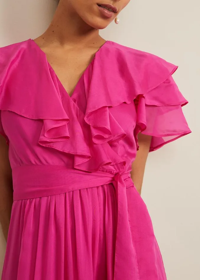 Petite Mabelle Organza Maxi Dress Fuchsia Women Phase Eight Dresses