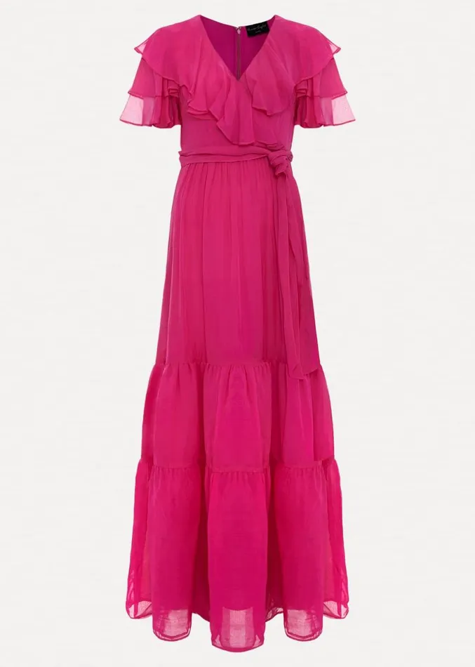 Petite Mabelle Organza Maxi Dress Fuchsia Women Phase Eight Dresses