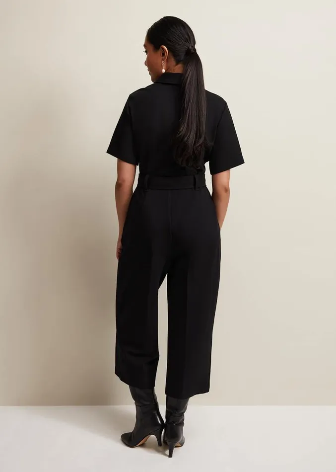 Petite Polly Black Zip Jumpsuit Black Women Phase Eight Dresses