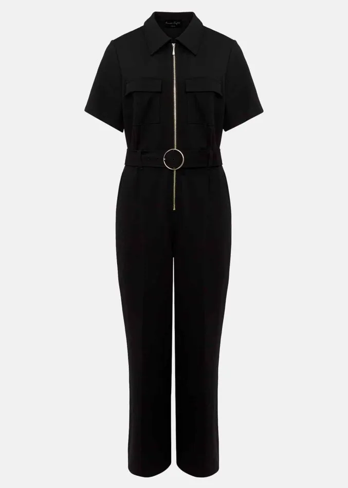 Petite Polly Black Zip Jumpsuit Black Women Phase Eight Dresses