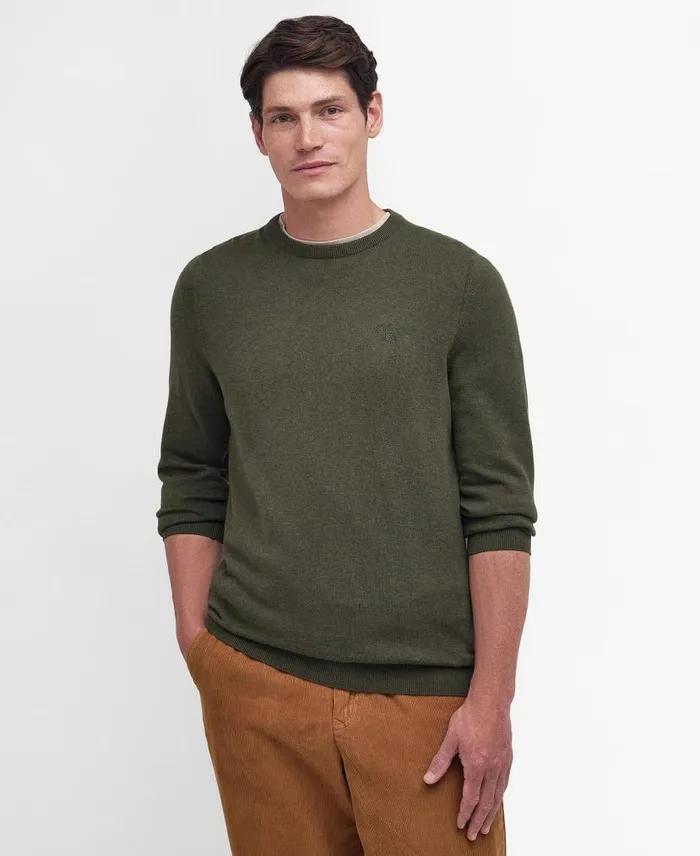 Pima Cotton Knitted Jumper Fired Brick Men Barbour Jumpers
