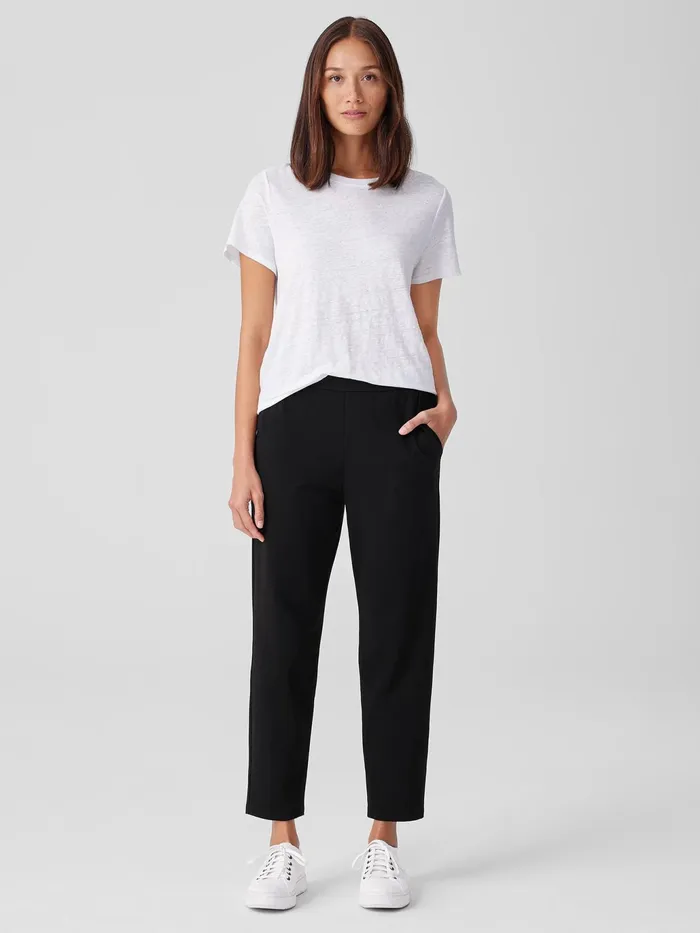Pima Cotton Stretch Jersey Tapered Pant Black Women Eileen Fisher Pants Shorts and Jumpsuits