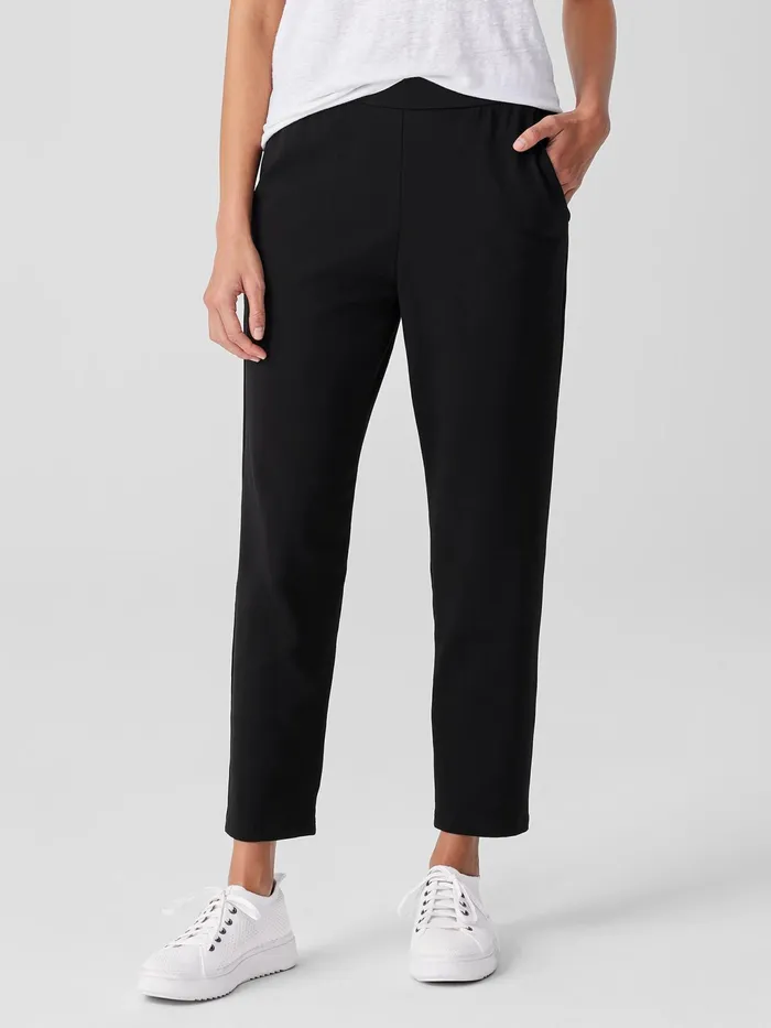Pima Cotton Stretch Jersey Tapered Pant Black Women Eileen Fisher Pants Shorts and Jumpsuits
