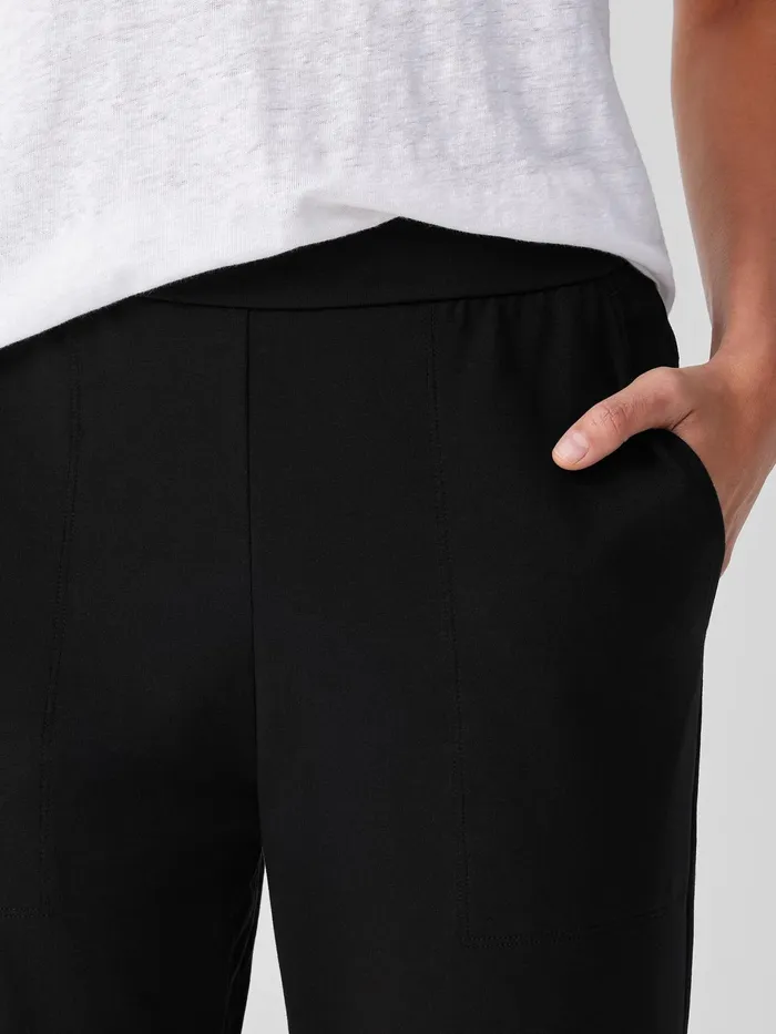 Pima Cotton Stretch Jersey Tapered Pant Black Women Eileen Fisher Pants Shorts and Jumpsuits