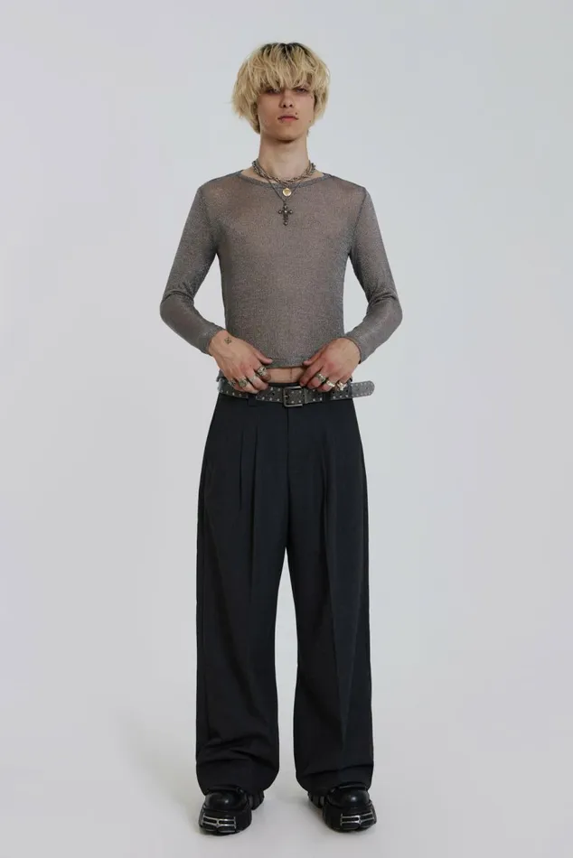 Platinum Mesh Knit Silver Men Jaded London TShirts