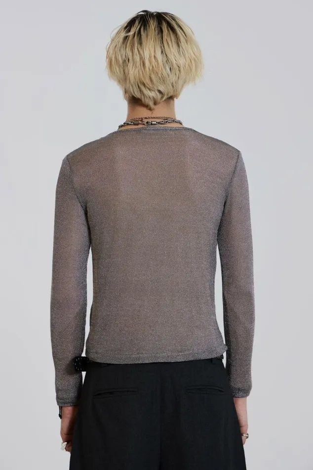 Platinum Mesh Knit Silver Men Jaded London TShirts