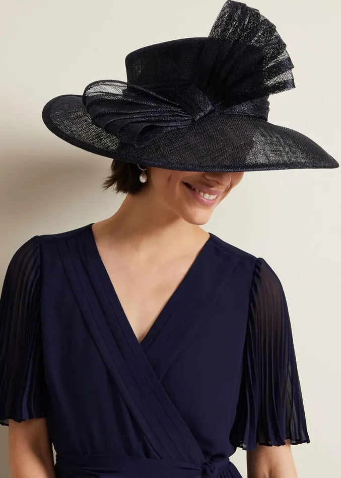 Pleat Bow Hat Navy Women Phase Eight Fascinators and Hats