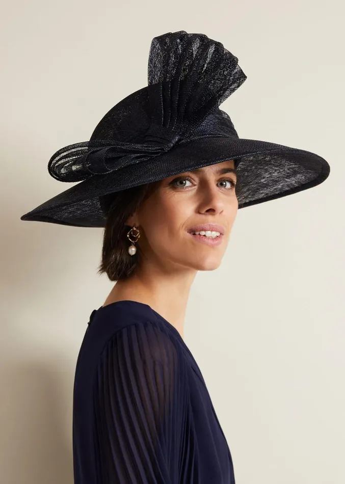 Pleat Bow Hat Navy Women Phase Eight Fascinators and Hats