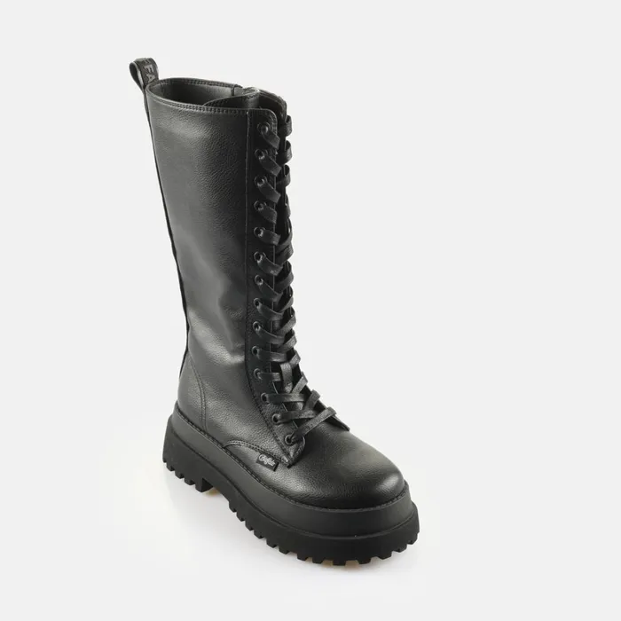 Pluto Lace Up Hi Black Buffalo Boots and AnkleBoots