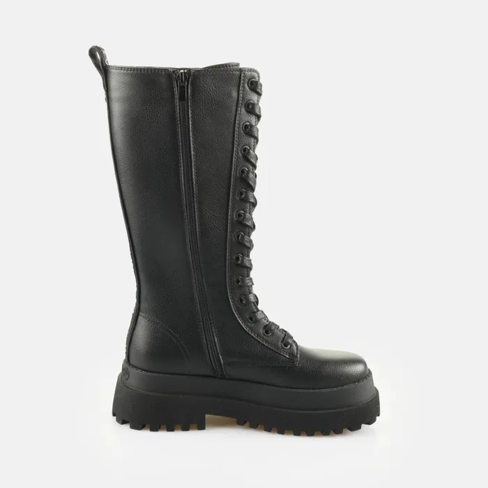 Pluto Lace Up Hi Black Buffalo Boots and AnkleBoots