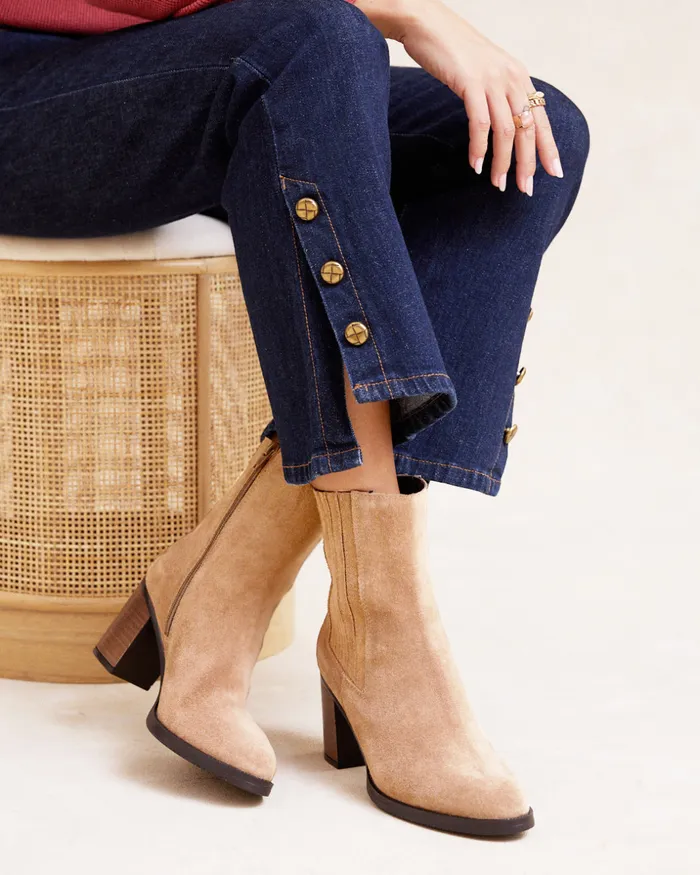 Polin Et Moi Ankle Boots Furmina Heel Taupe Women Ankle Boots