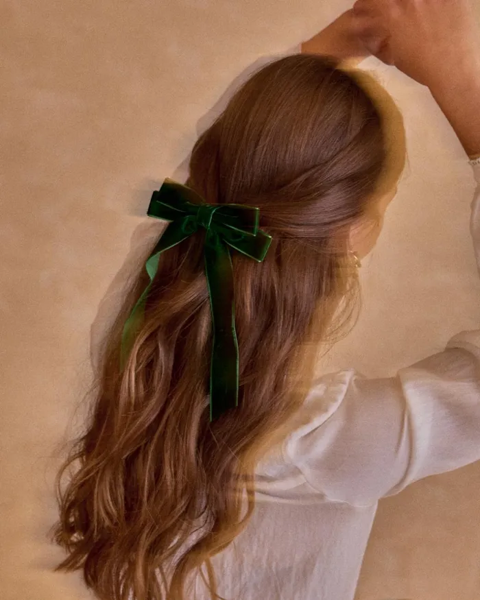Polin Et Moi Bow Nicky Velvet Green Forest Women Hair Accessories Polin Et Moi Bow Nicky Velvet Green Forest Women Hair Accessories