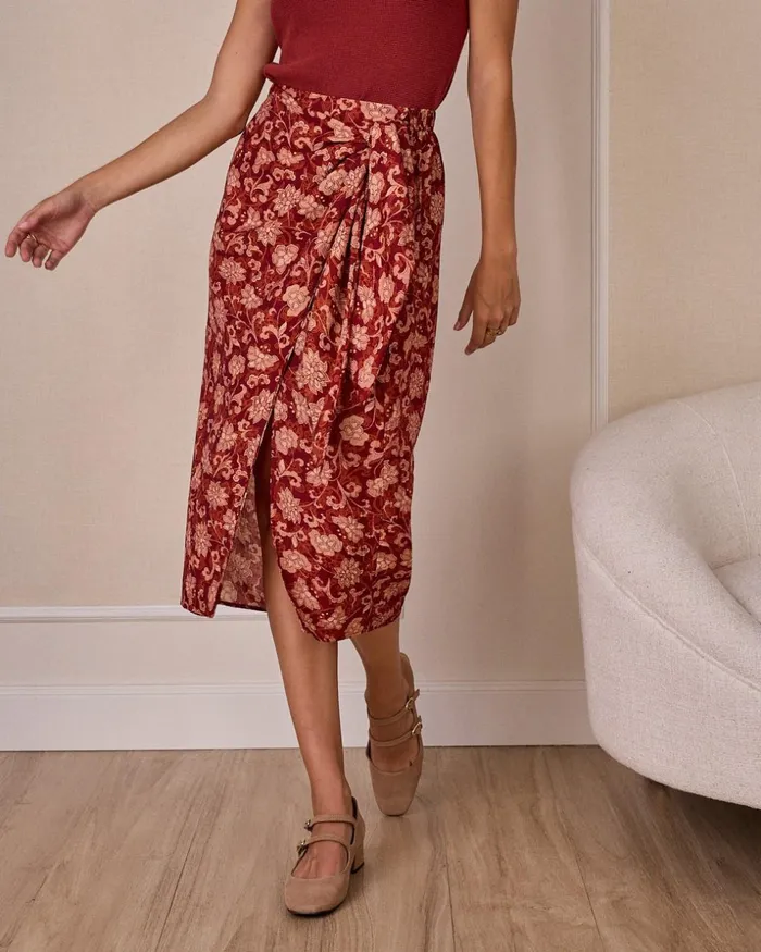 Polin Et Moi Dione Mid Lenght Skirt Tile Women Skirts