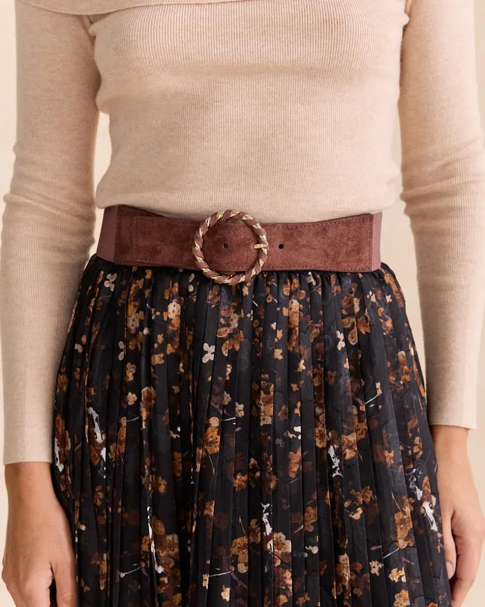 Polin Et Moi Elastic Braid Belt Brown Women Belts