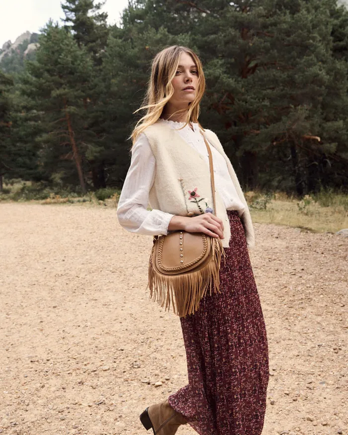 Polin Et Moi Indi Fringe Crossbody Bag Camel Women Bags