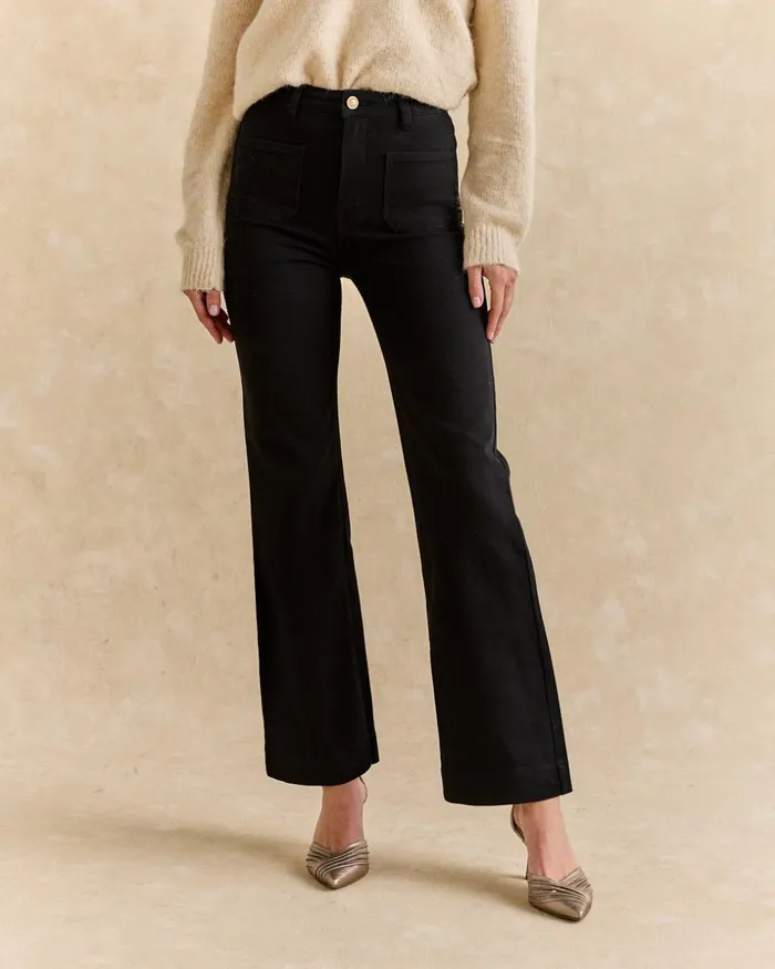 Polin Et Moi Irina Denim Pants Black Women Trousers