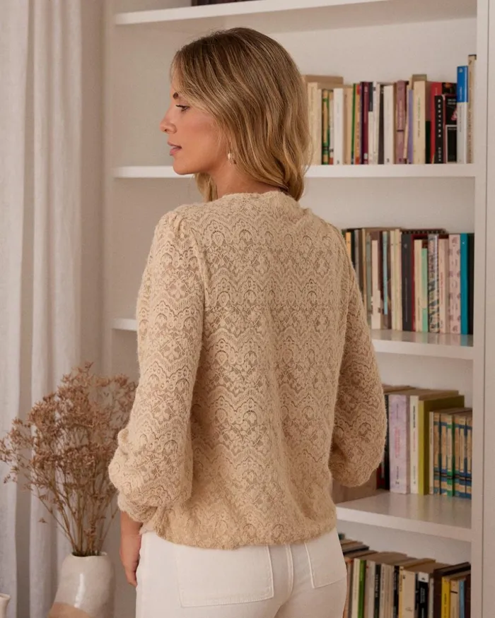 Polin Et Moi Lace Padogia Top Beige Women TShirts And Tops Polin Et Moi Lace Padogia Top Beige Women TShirts And Tops