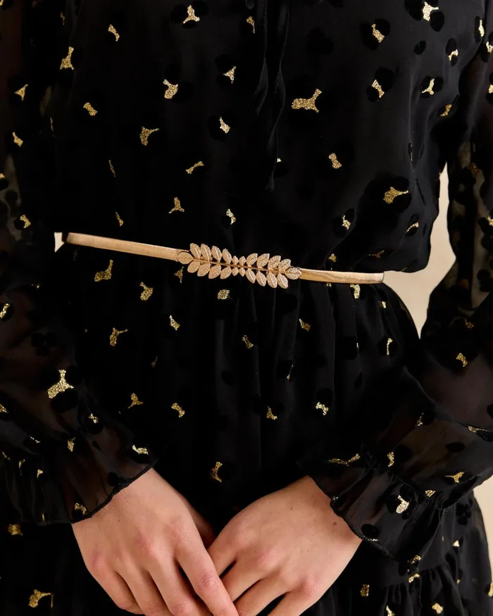 Polin Et Moi Lovere Leaves Belt Gold Women Belts
