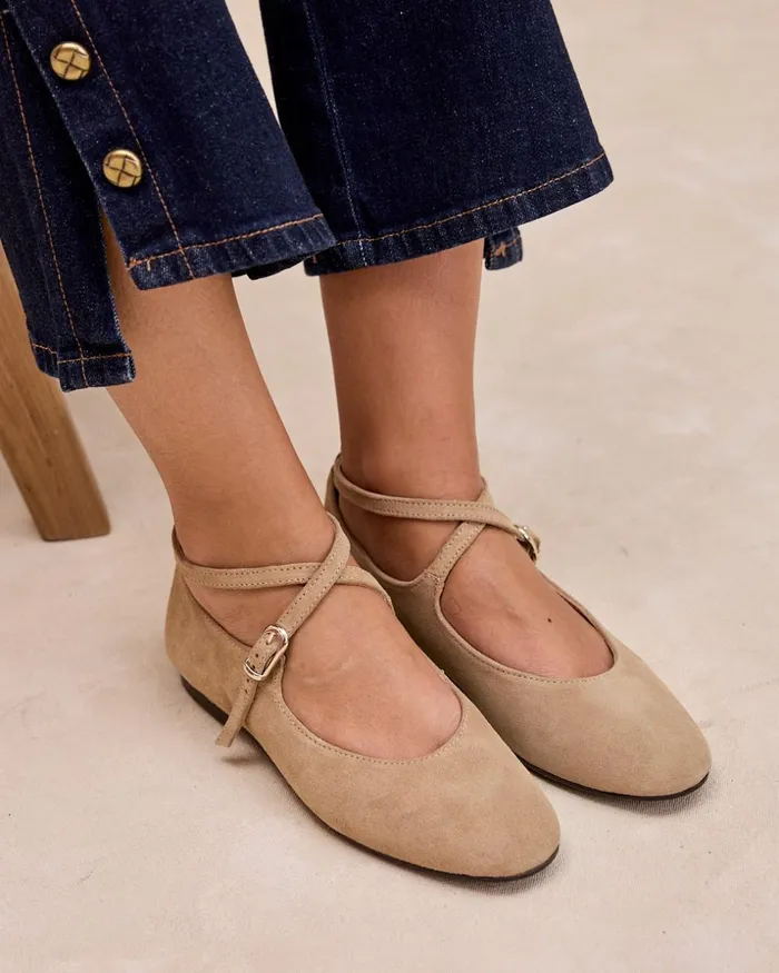 Polin Et Moi Mary Jane Buckle Novina Camel Women Flats