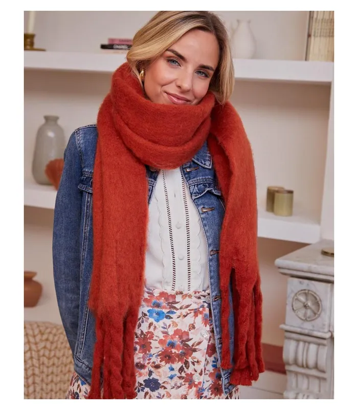 Polin Et Moi Noemi Fringed Scarf Tile Women Hats And Scarves Polin Et Moi Noemi Fringed Scarf Tile Women Hats And Scarves
