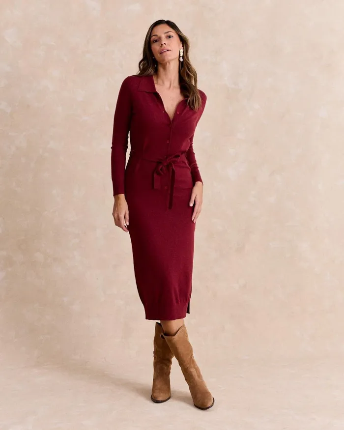 Polin Et Moi Oak Knitted Dress Bordeaux Women Dresses And Jumpsuits Polin Et Moi Oak Knitted Dress Bordeaux Women Dresses And Jumpsuits