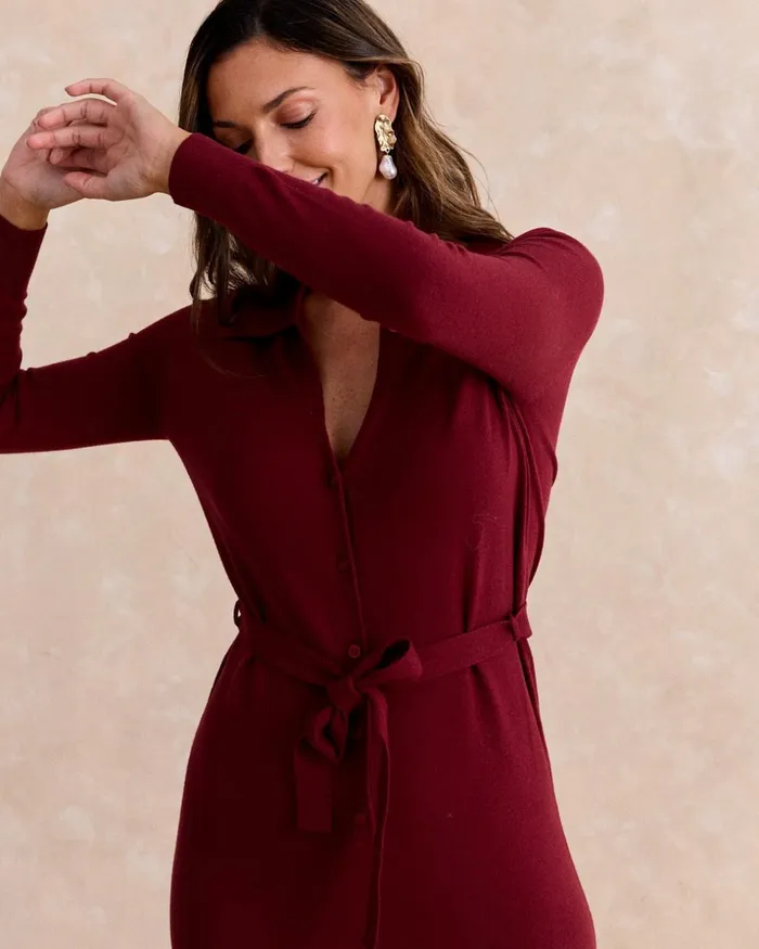 Polin Et Moi Oak Knitted Dress Bordeaux Women Dresses And Jumpsuits Polin Et Moi Oak Knitted Dress Bordeaux Women Dresses And Jumpsuits