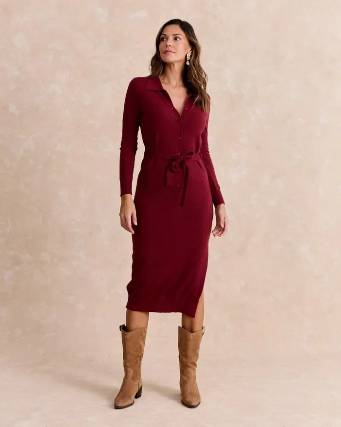 Polin Et Moi Oak Knitted Dress Bordeaux Women Dresses And Jumpsuits Polin Et Moi Oak Knitted Dress Bordeaux Women Dresses And Jumpsuits