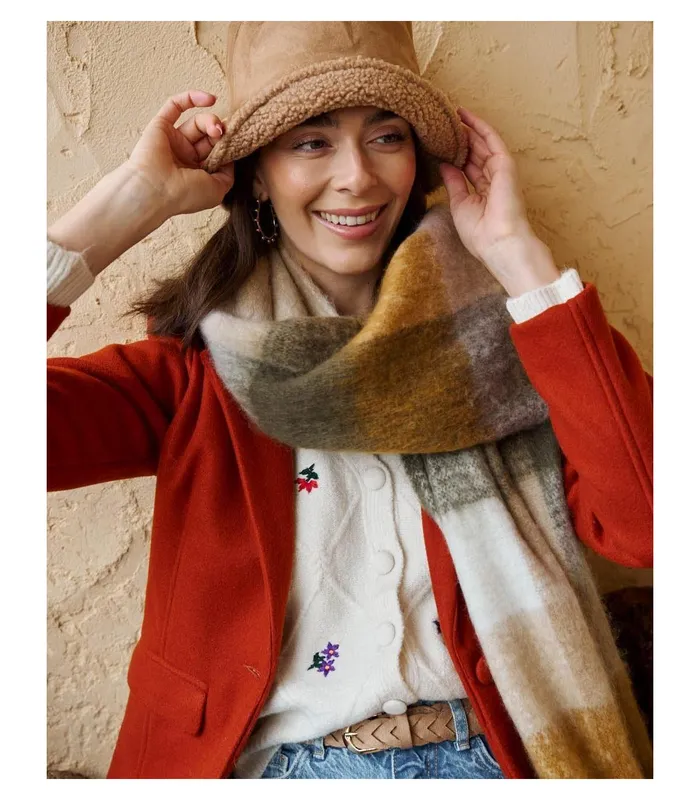 Polin Et Moi Scarf Check Print Alex Mustard Women Hats And Scarves Polin Et Moi Scarf Check Print Alex Mustard Women Hats And Scarves