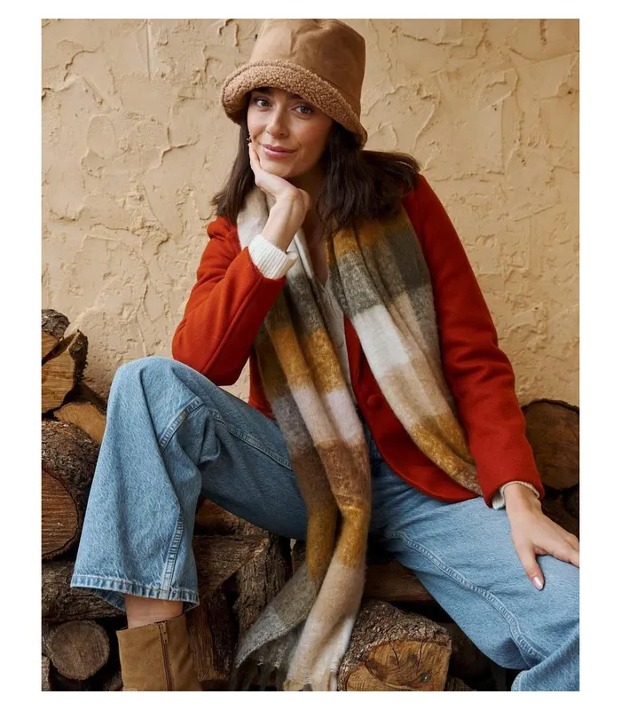 Polin Et Moi Scarf Check Print Alex Mustard Women Hats And Scarves Polin Et Moi Scarf Check Print Alex Mustard Women Hats And Scarves