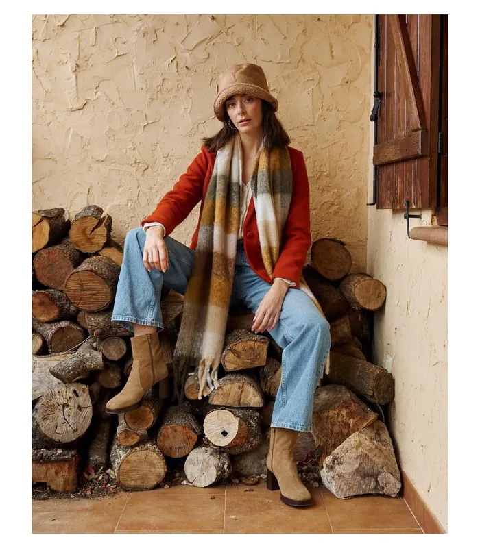 Polin Et Moi Scarf Check Print Alex Mustard Women Hats And Scarves Polin Et Moi Scarf Check Print Alex Mustard Women Hats And Scarves