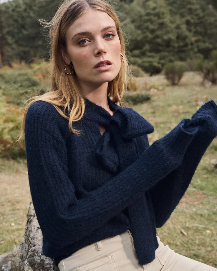 Polin Et Moi Sweater Bow Marinea Marine Women Cardigans And Sweaters