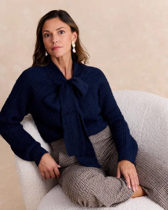 Polin Et Moi Sweater Bow Marinea Marine Women Cardigans And Sweaters Polin Et Moi Sweater Bow Marinea Marine Women Cardigans And Sweaters