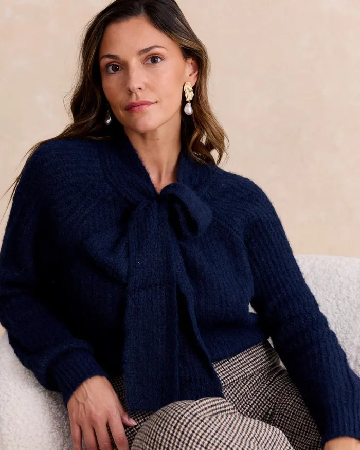 Polin Et Moi Sweater Bow Marinea Marine Women Cardigans And Sweaters Polin Et Moi Sweater Bow Marinea Marine Women Cardigans And Sweaters