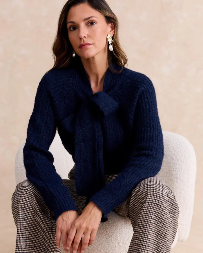 Polin Et Moi Sweater Bow Marinea Marine Women Cardigans And Sweaters Polin Et Moi Sweater Bow Marinea Marine Women Cardigans And Sweaters