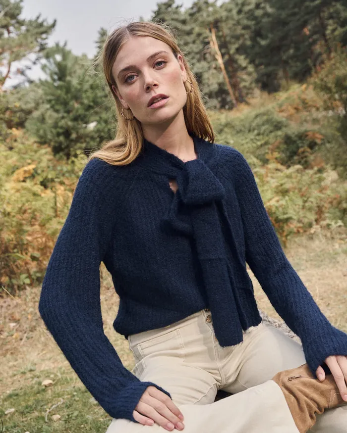 Polin Et Moi Sweater Bow Marinea Marine Women Cardigans And Sweaters Polin Et Moi Sweater Bow Marinea Marine Women Cardigans And Sweaters
