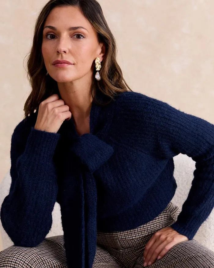 Polin Et Moi Sweater Bow Marinea Marine Women Cardigans And Sweaters Polin Et Moi Sweater Bow Marinea Marine Women Cardigans And Sweaters