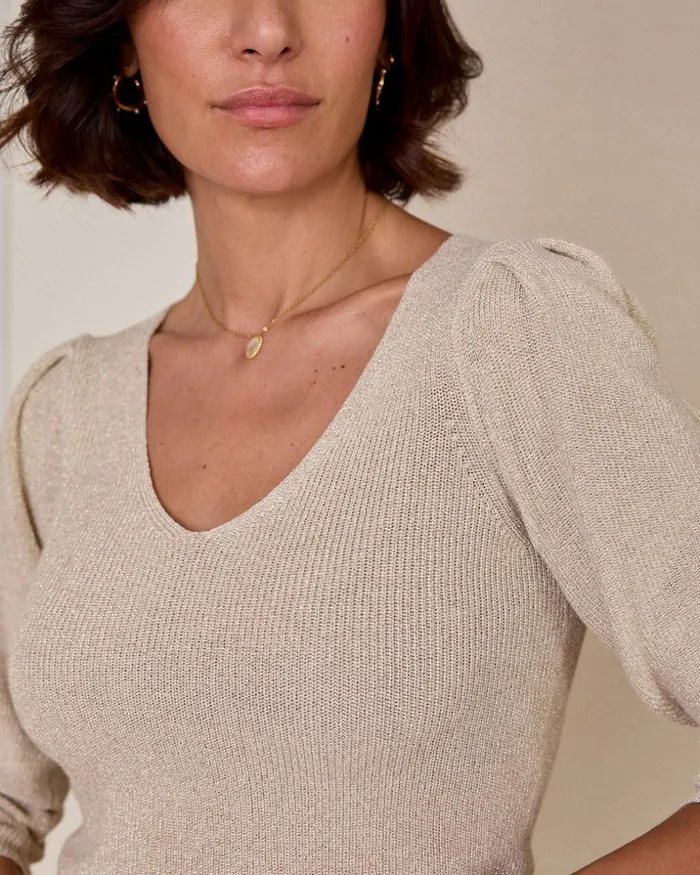 Polin Et Moi Sweater Knitted Elvira Gold Women TShirts And Tops Polin Et Moi Sweater Knitted Elvira Gold Women TShirts And Tops