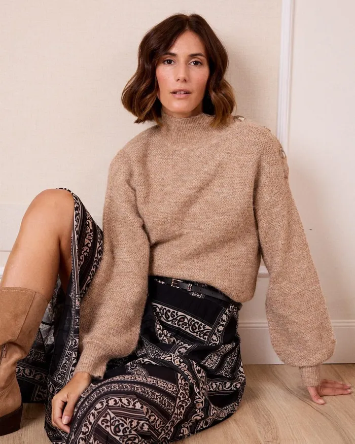 Polin Et Moi Sweater Knitted Theodora Camel Women Cardigans And Sweaters Polin Et Moi Sweater Knitted Theodora Camel Women Cardigans And Sweaters