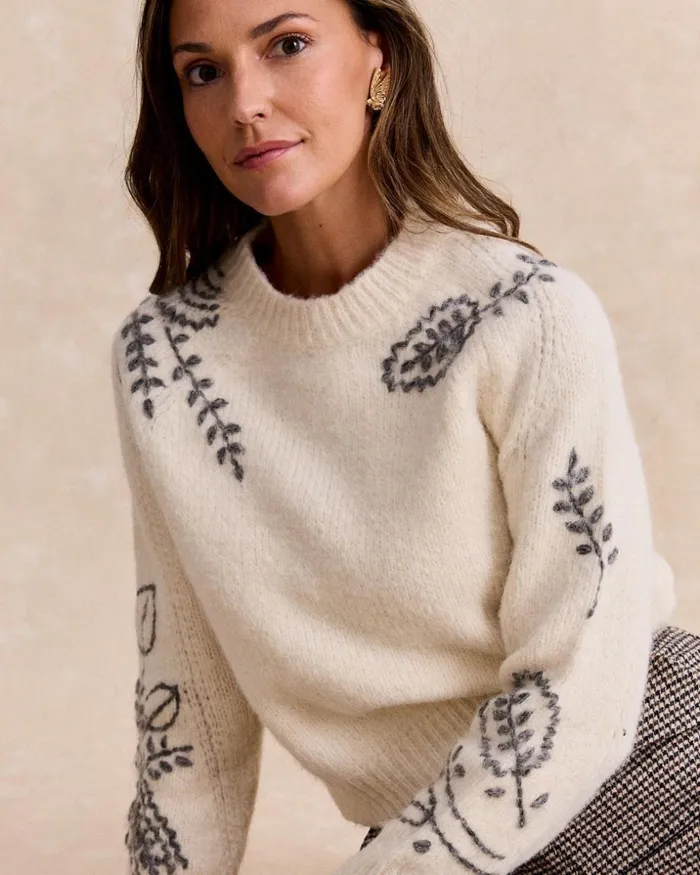 Polin Et Moi Sweater Lara Embroidery Raw Women Knitted